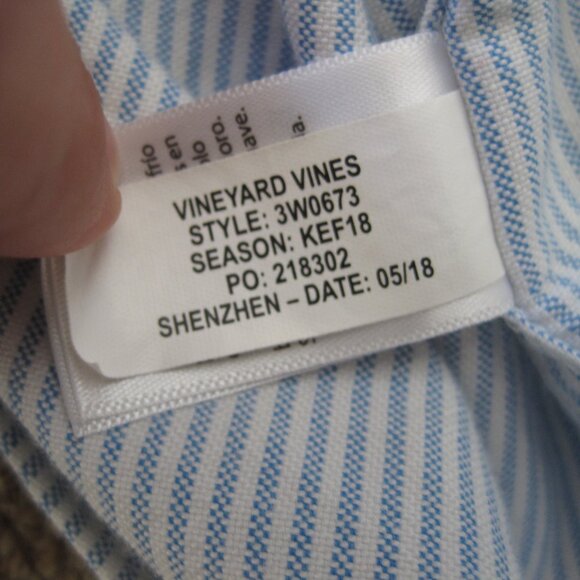 Vineyard Vines Oxford Whale Shirt Size S (8-10) Blue White Stipes 100% Cotton - Picture 6 of 6